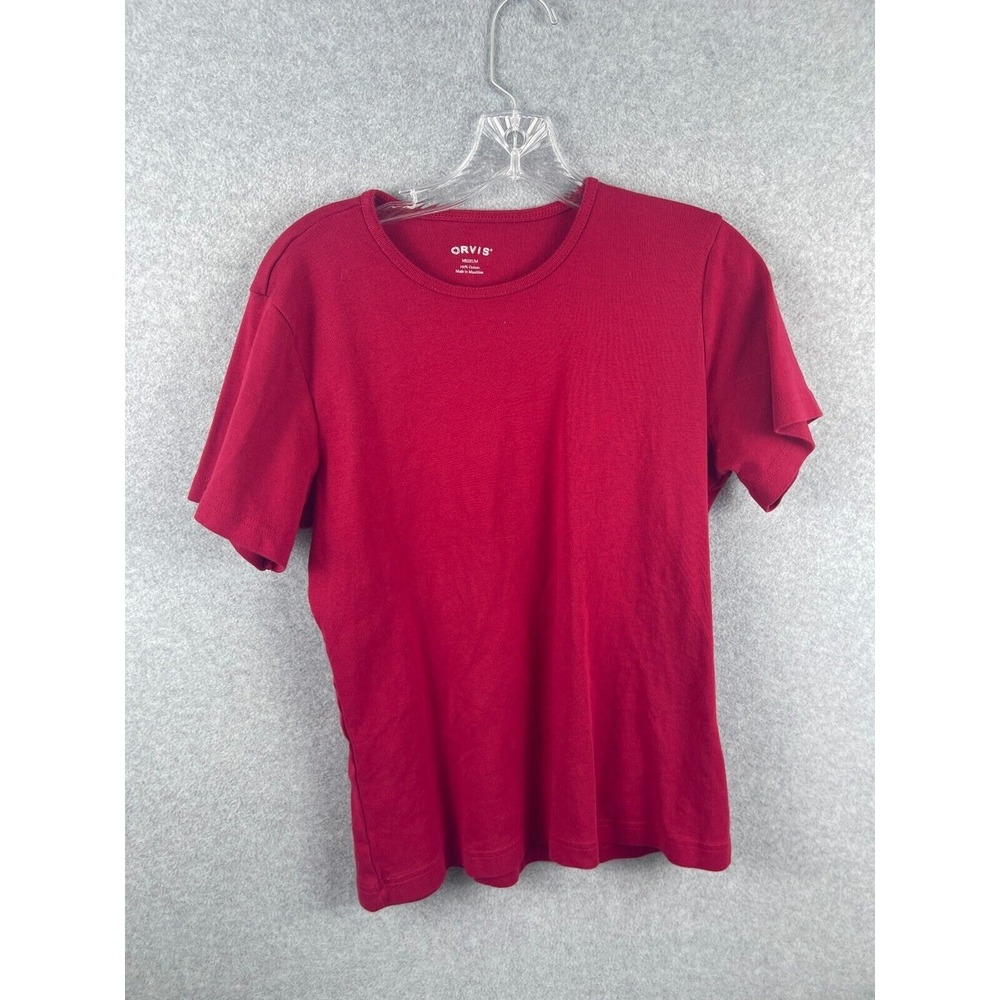 Orvis Shirt Women's M Red Short Sleeve Crew Neck Basic Tee Classic 90s